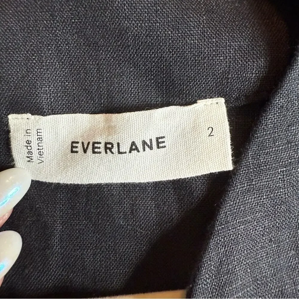 Everlane Black Linen Wrap Jumpsuit Size 2 NWOT Minimalist One Piece Sustainable